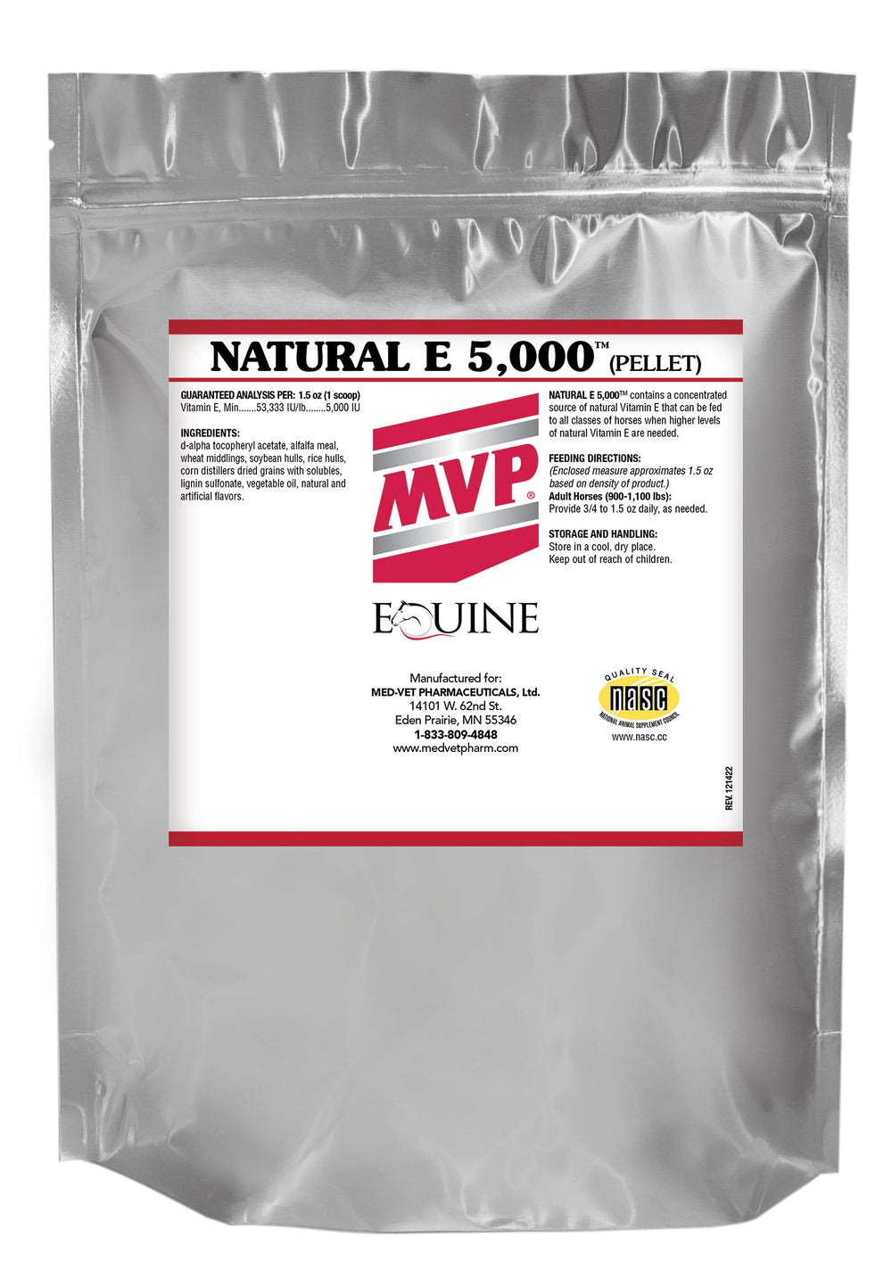 MED-VET Natural E 5000 (Pellets) - MVP Horse Supplement (3 lbs, pellet). Natural Vitamin E, Essential Antioxidant Support for Peak Equine Health