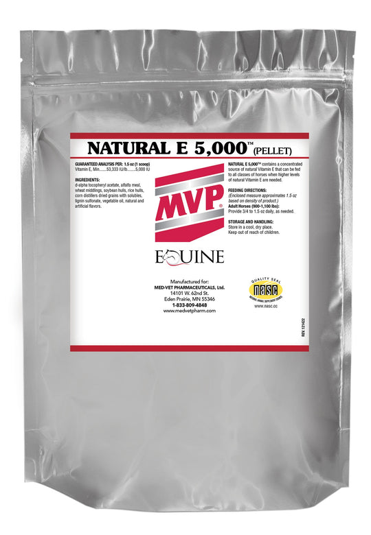 MED-VET Natural E 5000 (Pellets) - MVP Horse Supplement (3 lbs, pellet). Natural Vitamin E, Essential Antioxidant Support for Peak Equine Health