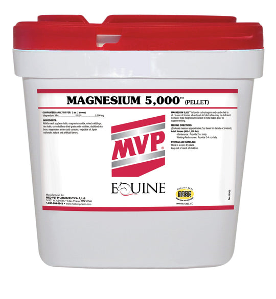 MED-VET Magnesium 5,000 (Pellet) - MVP Horse Supplement (20 lbs and 40 lbs, pellet). Digestive Health, Pellet, Calmer, Healthier Horses