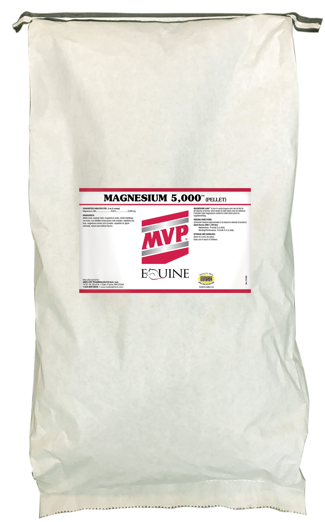 MED-VET Magnesium 5,000 (Pellet) - MVP Horse Supplement (50 lbs, pellet). Digestive Health, Pellet, Calmer, Healthier Horses