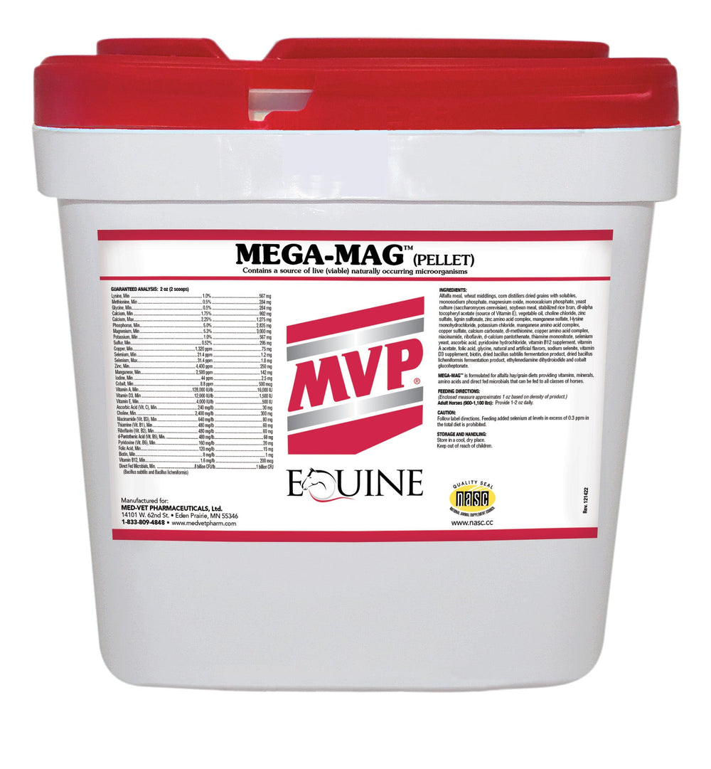 MED-VET Mega-Mag - MVP Horse Supplement (25 lbs (2 horses 100-200 days) and (35 lbs (3 horses 93-186 days), pellet). Daily, General Health, Pellet, Equine Multivitamin and Mineral Blend, Base Vitamin and Mineral for Horses on Alfalfa Based Diets