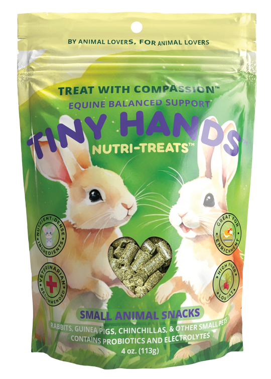 Tiny Hands Nutri-Bites (4 oz) - Small Animal Treats Label. Ingredients, Nutritional Information, Healthy Snacks, Nutrient-Rich Treats for Small Animals, High Fiber, Low Fat Small Animal Treats