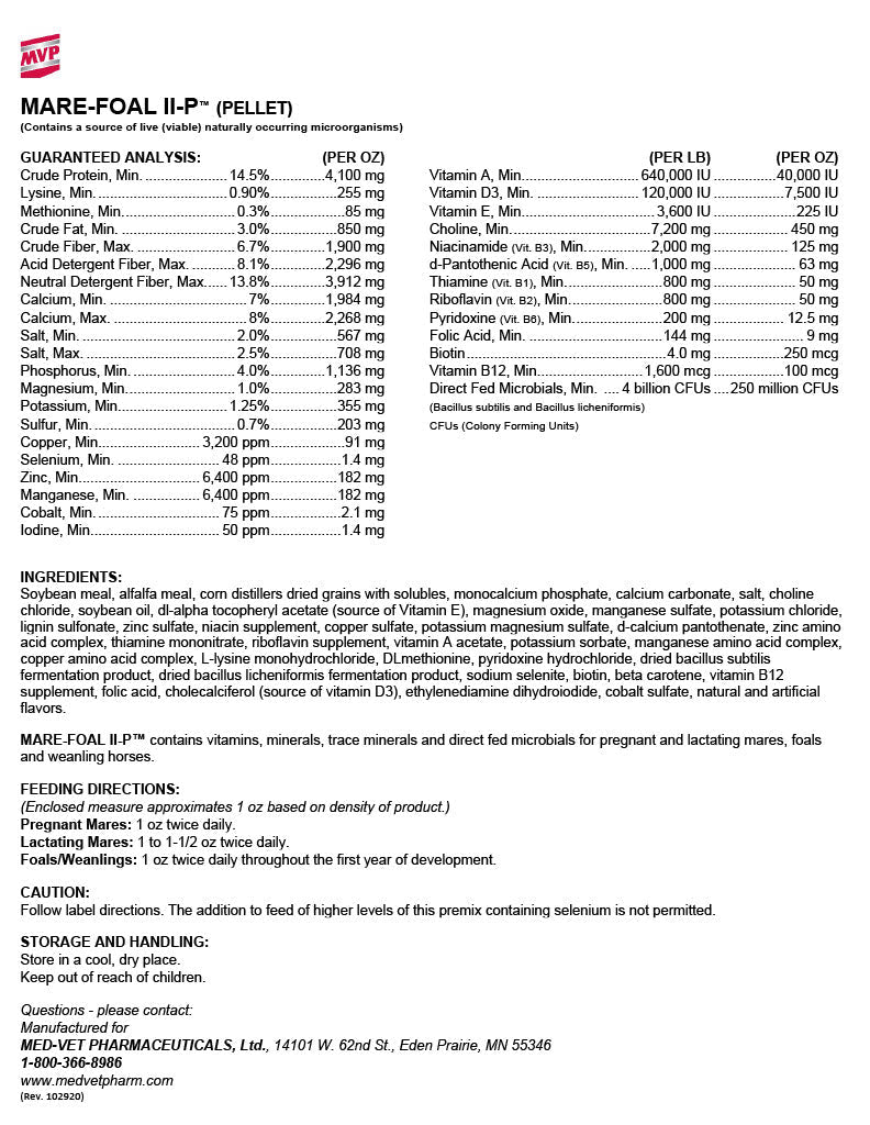 MVP Mare-Foal II-P (Pellets) - Foundational Support for Broodmares & Foals