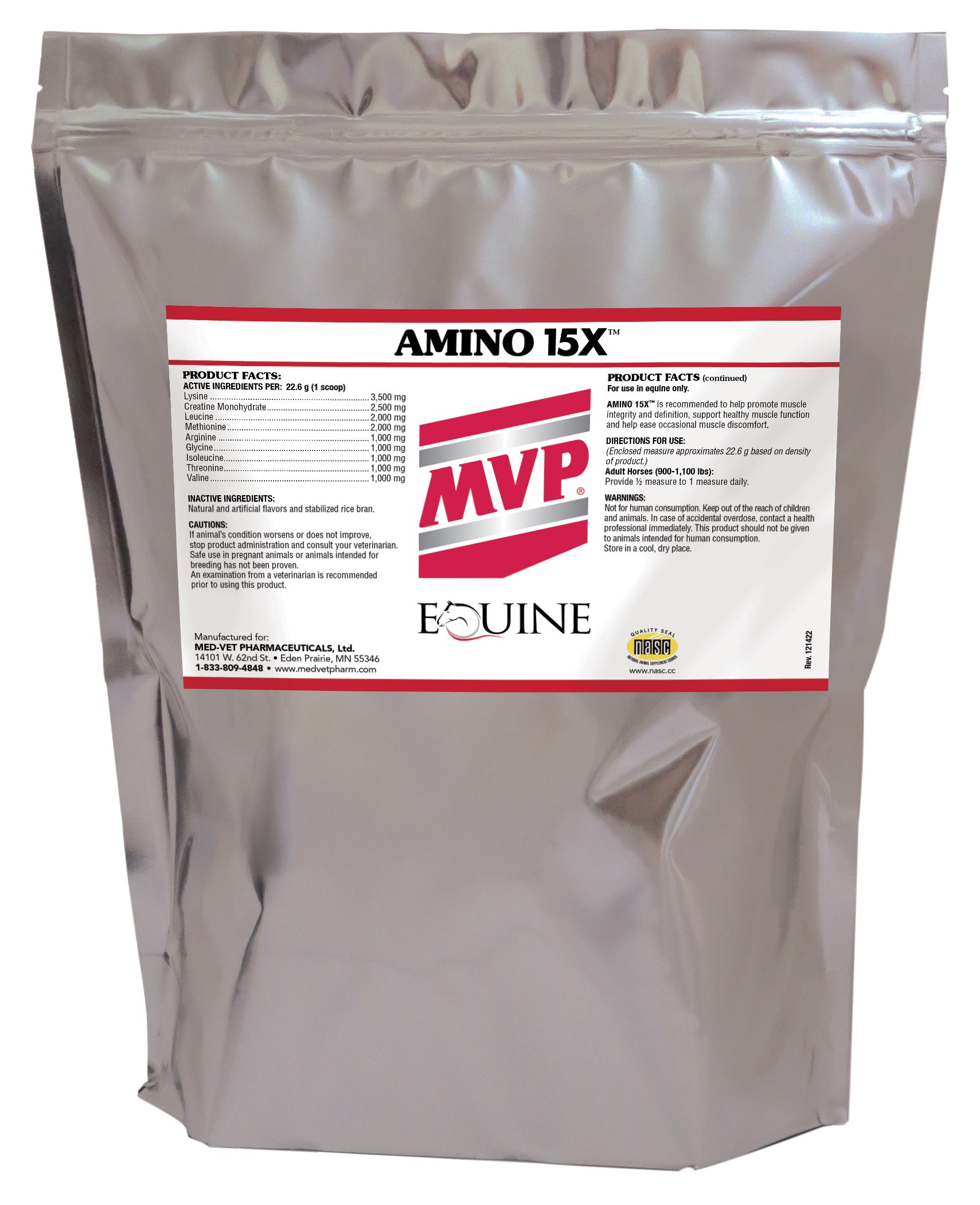 MED-VET Amino 15X - MVP Horse Supplement (6 lbs). General Health, Equine Muscle Care, Muscle Recovery, Horse Exercise, Performance Horse Recovery