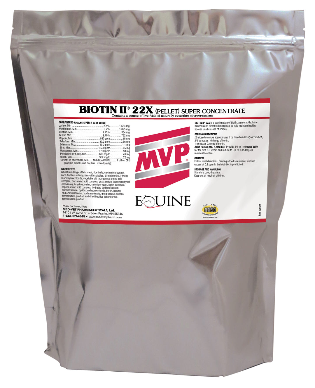 MED-VET Biotin II-22X (Pellet) - MVP Horse Supplement (5 lbs, 10 lbs, 15 lbs, pellet). Hoof Health, Advanced Digestive Support, Biotin for Horse Health