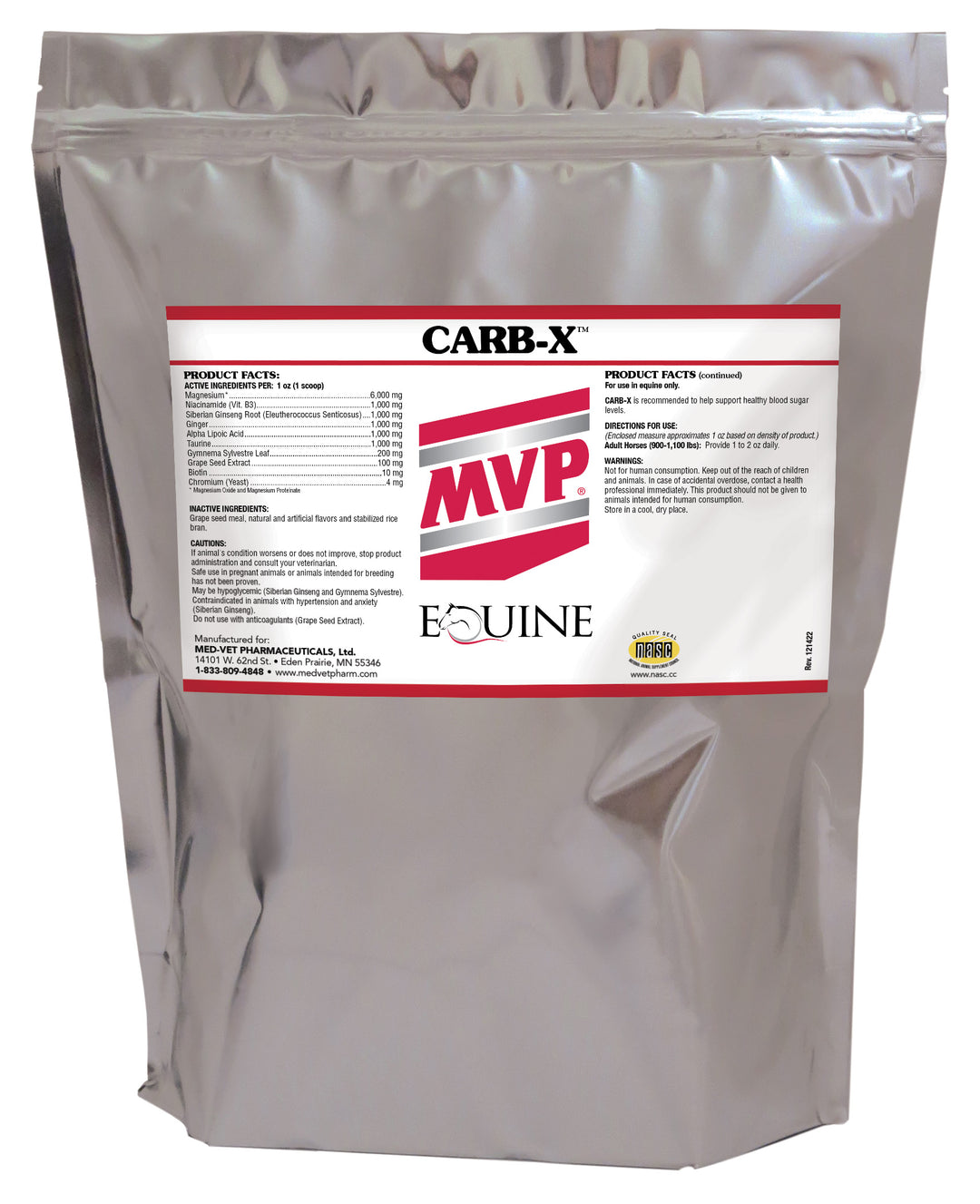 MED-VET Carb-X (Meal) - MVP Horse Supplement (10 lbs, meal). Advanced Formula, Healthy Blood Sugar Support for Horses