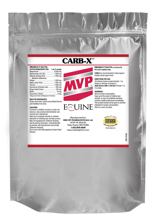 MED-VET Carb-X (Meal) - MVP Horse Supplement (3.5 lbs, meal). Advanced Formula, Healthy Blood Sugar Support for Horses