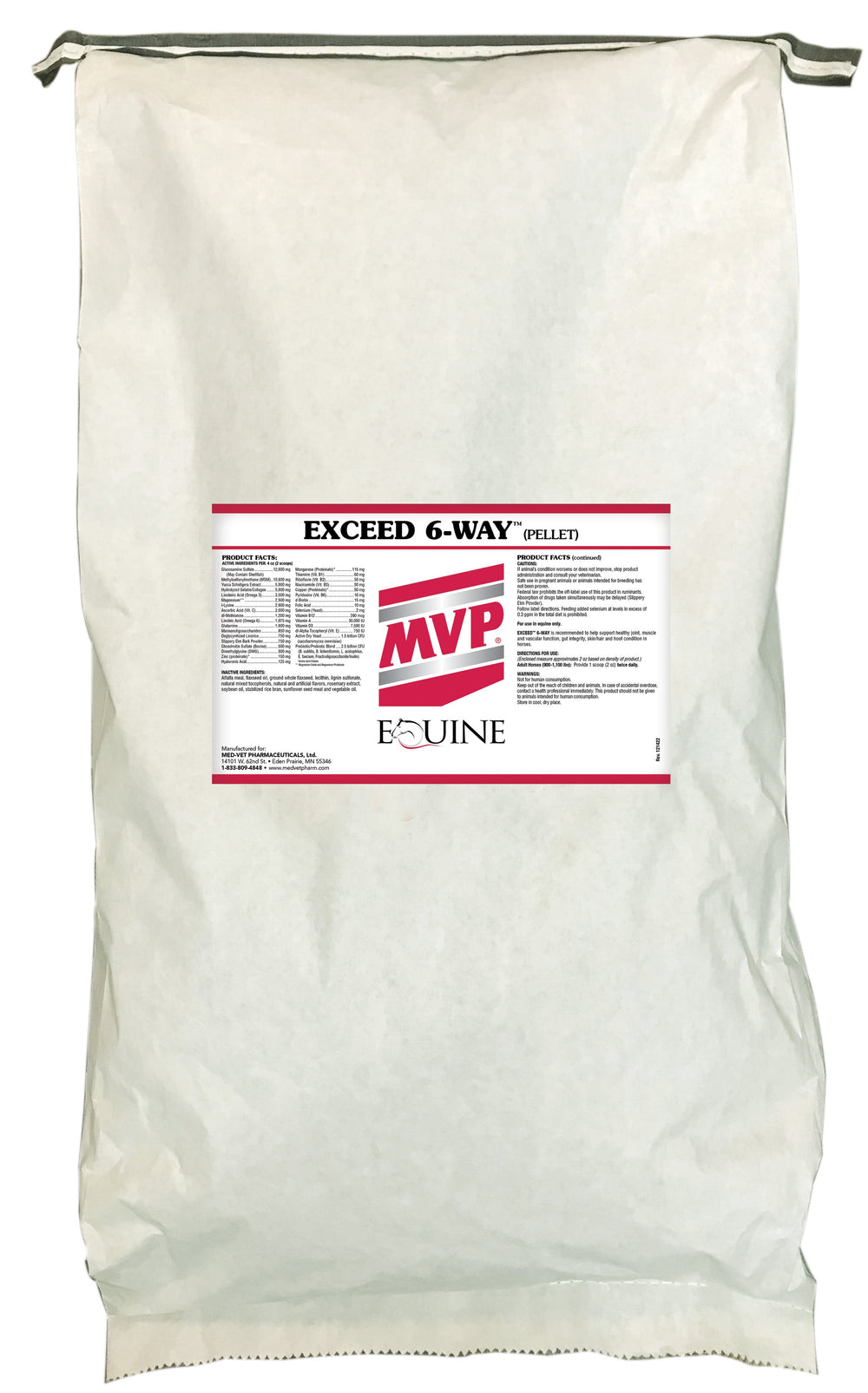 MVP Exceed 6-Way Pellets - All in One Horse Supplement. Daily Digestive Health, General Health, Hoof Health, Joint Health, Muscle Health for Horses