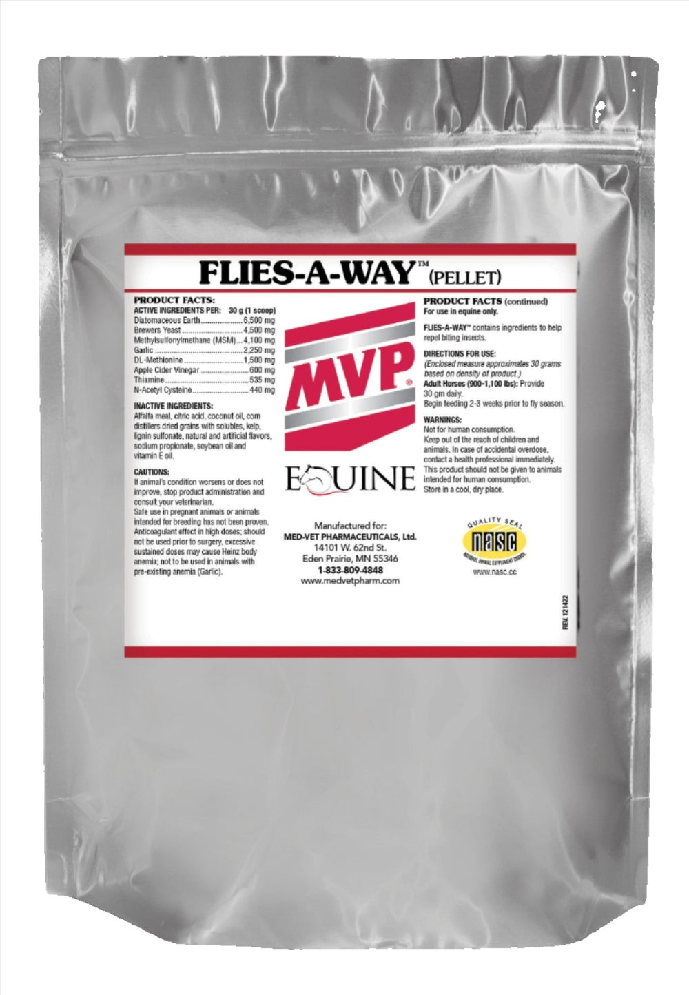 MED-VET Flies-A-Way - MVP Horse Supplement (3 lbs, pellet). General Health, Pellet, Chemical-Free Natural Fly Control for Horses