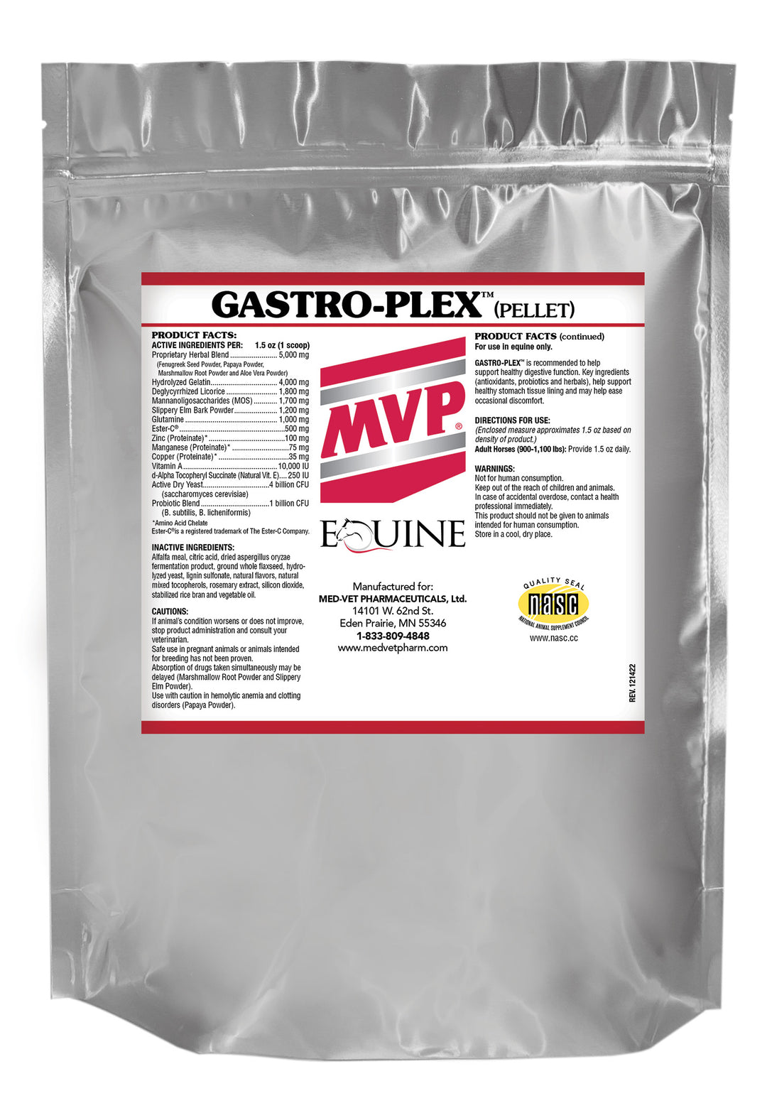 MED-VET Gastro-Plex (Pellet) - MVP Horse Supplement (3 lbs, pellet). Digestive Health, Pellet, Optimal Digestive Health for Horses