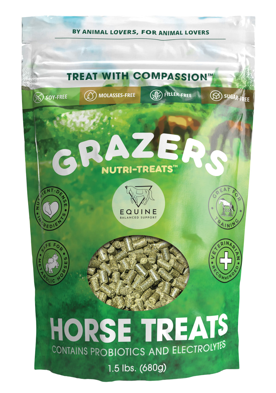 Grazers Nutri-Treats - Healthy Horse Treat (1.5 lb). Daily, General Health, Metabolic Safe, Nutrient-Rich Treats for Horses by Equine Balanced Support, Nutrient-Dense Horse Treats, Healthy Horse Treats, Species-Appropriate Animal Treats