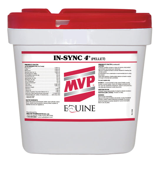 MED-VET In-Sync 4 (Pellet) - MVP Horse Supplement (16 lbs and 24 lbs, pellet). General Health, Muscle Health, Complete Amino Acid Support for Equine Performance