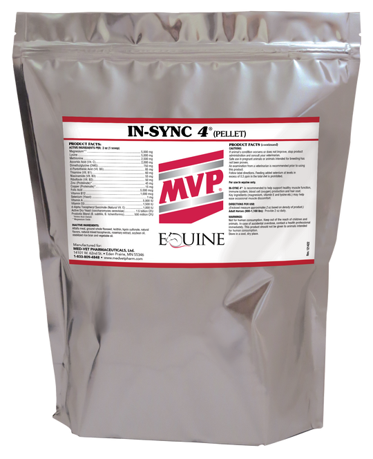 MED-VET In-Sync 4 (Pellet) - MVP Horse Supplement (4 lbs and 8 lbs, pellet). General Health, Muscle Health, Complete Amino Acid Support for Equine Performance