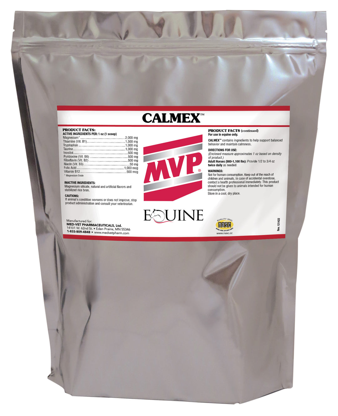 MED-VET Calmex - MVP Horse Supplement (5 lbs and 10 lbs). Calming Support, Digestive Health, Magnesium and B-Vitamin for Horses