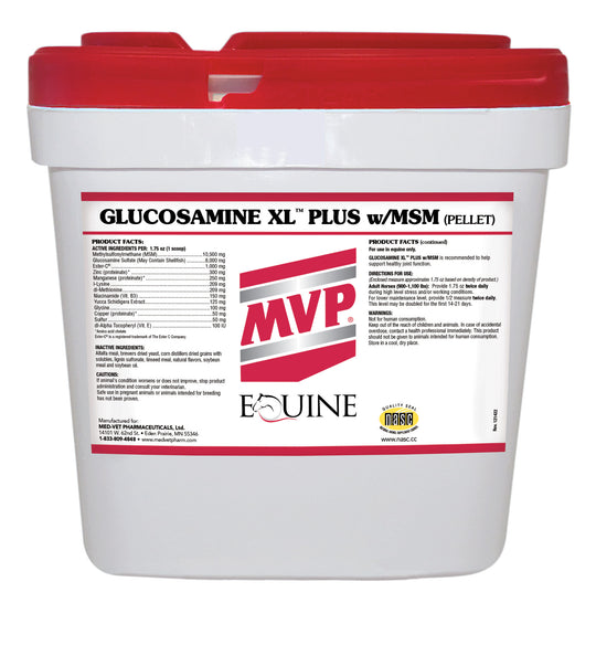 MED-VET Glucosamine XL Plus w/ MSM (Pellets) - MVP Horse Supplement (25 lbs, pellet). Daily Joint Health, Muscle Health, Comprehensive Equine Support