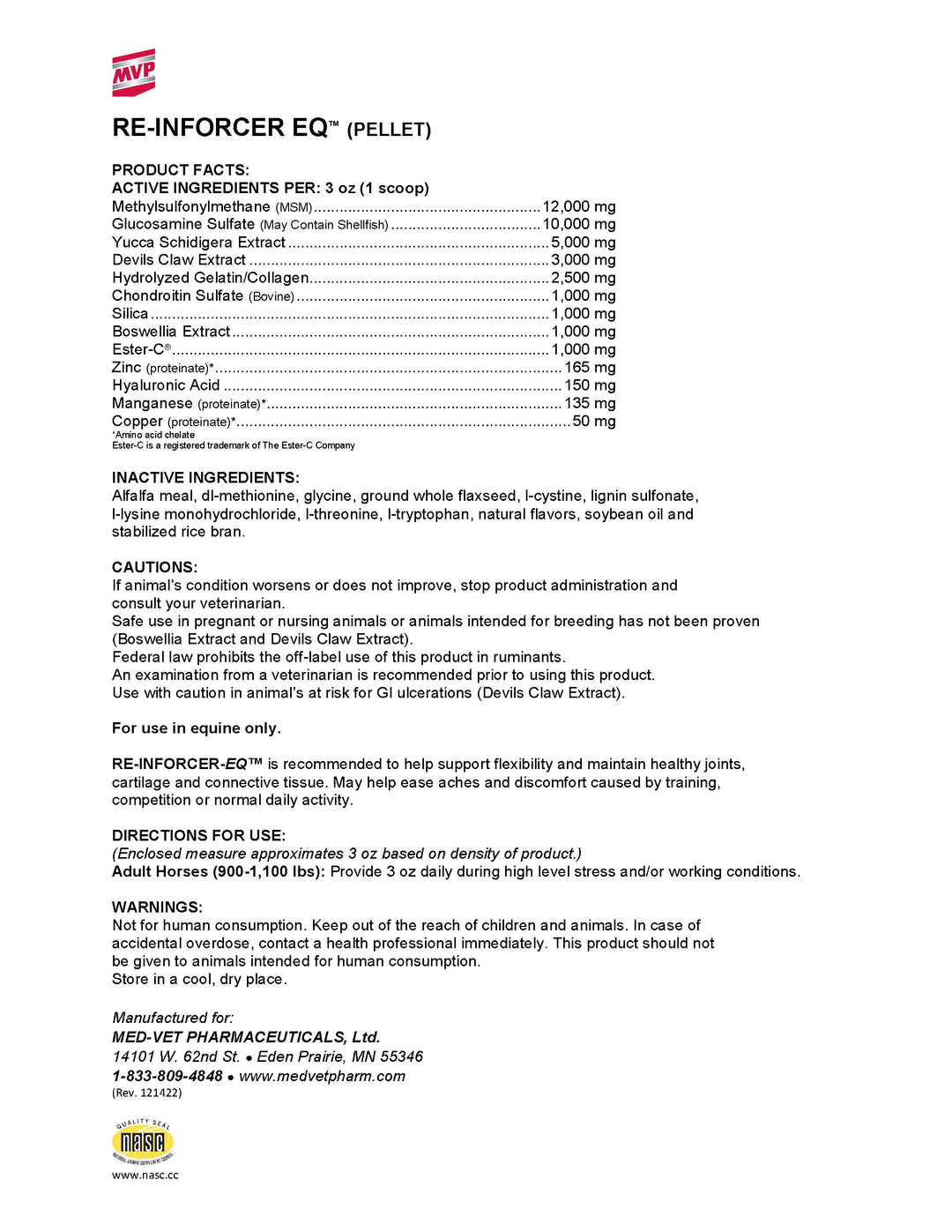 MED-VET Re-Inforcer EQ (Pellets)