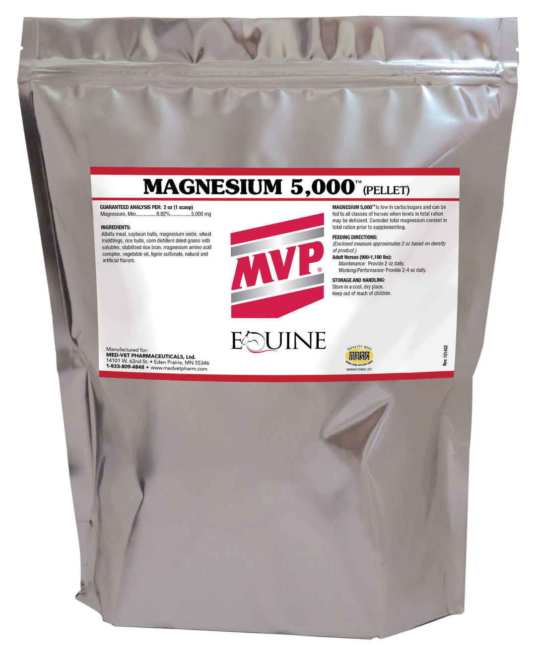 MED-VET Magnesium 5,000 (Pellet) - MVP Horse Supplement (10 lbs, pellet). Digestive Health, Pellet, Calmer, Healthier Horses