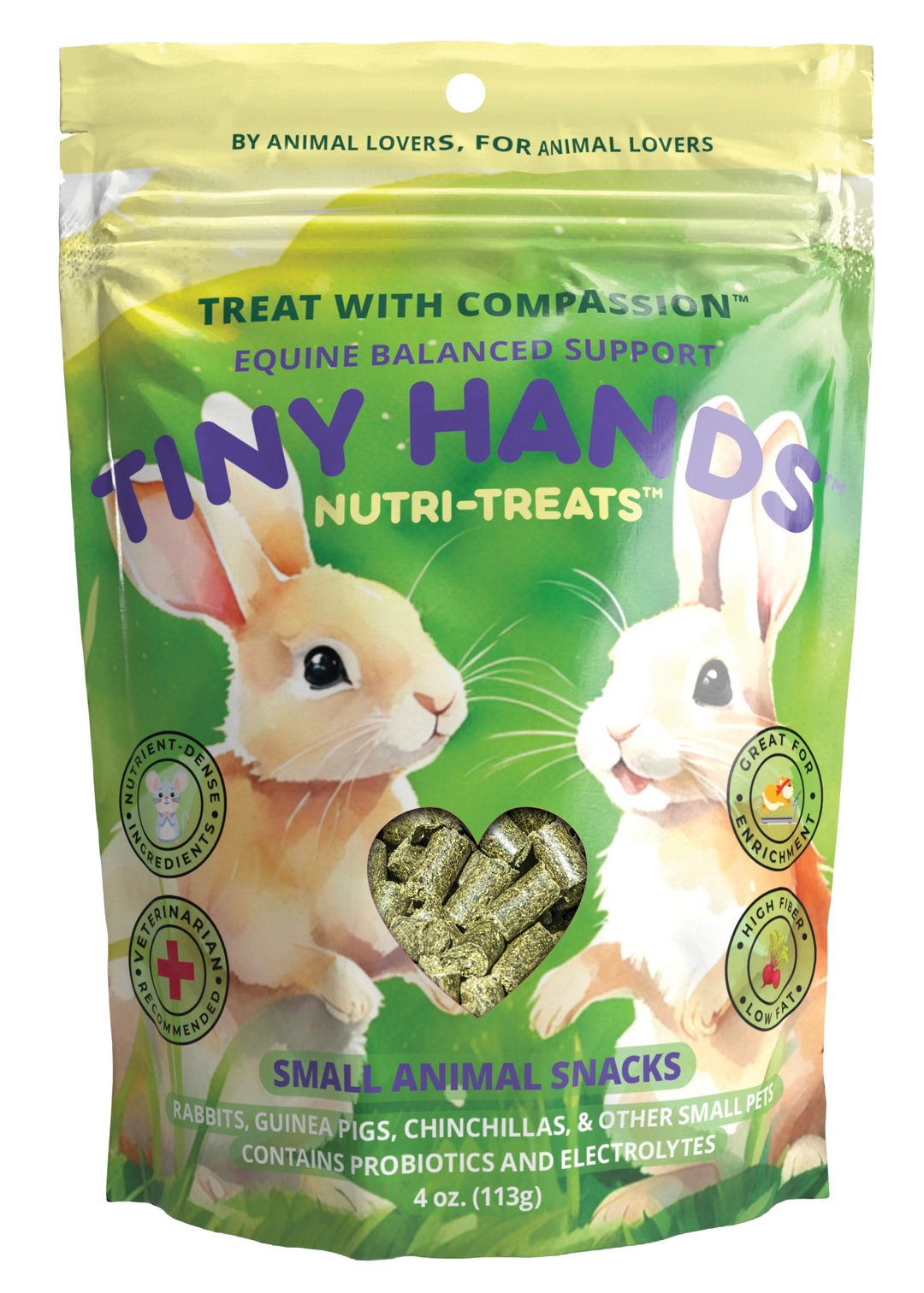 Tiny Hands Nutri-Bites (4 oz) - Small Animal Treats Label. Ingredients, Nutritional Information, Healthy Snacks, Nutrient-Rich Treats for Small Animals, High Fiber, Low Fat Small Animal Treats