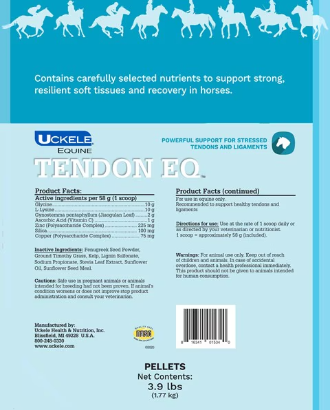 UCKELE Tendon EQ - SmartPak Joint Support, Joint Health, Pellet, Soft Tissue Support, Comprehensive Tendon and Ligament Support, Ingredients, Guaranteed Analysis, Label