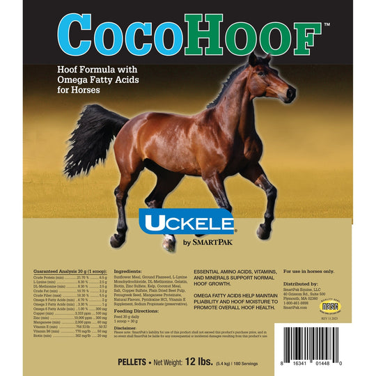 UCKELE CocoSun - SmartPak Horse Supplement (12 lbs, granule). Daily, Digestive Health, General Health, Granule, Boost Your Horse's Health, Skin Health, Metabolic Safe, Fatty Acids for Horses, Omega 9, Ingredients, Guaranteed Analysis, Label