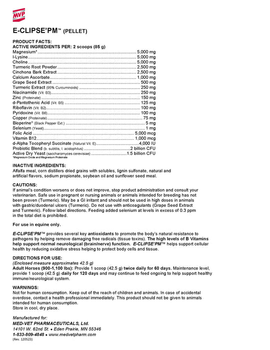 MVP E-Clipse'PM Ingredient and Guaranteed Analysis