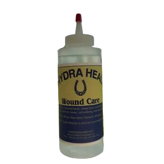 Hydra-Heal Gel 12 oz bottle veterinary strength topical hydrogel treatment, professional size for equine laceration care, horse skin infections, canine wound healing, and livestock first aid.