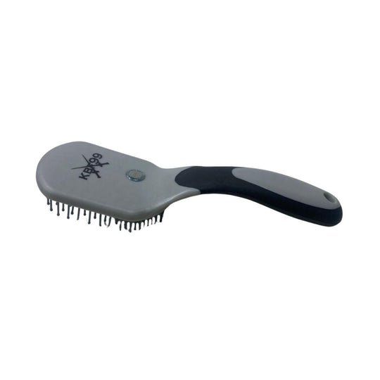 KBF99 Mane and Tail brush in Black, an antimicrobial grooming tool that kills over 99% of bacteria, fungi, and viruses (such as ringworm and strangles) using a positively-charged nitrogen coating that ruptures cell membranes.