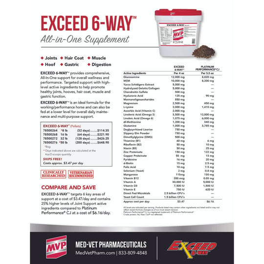 MVP Exceed 6-Way (Pellet) - Total Body Support for Joints, Hooves & More