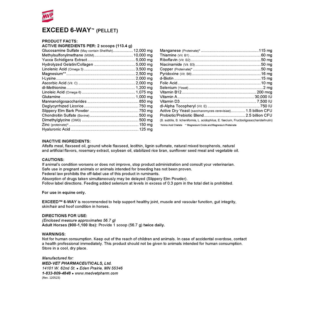 MVP Exceed 6-Way (Pellet) - Total Body Support for Joints, Hooves & More