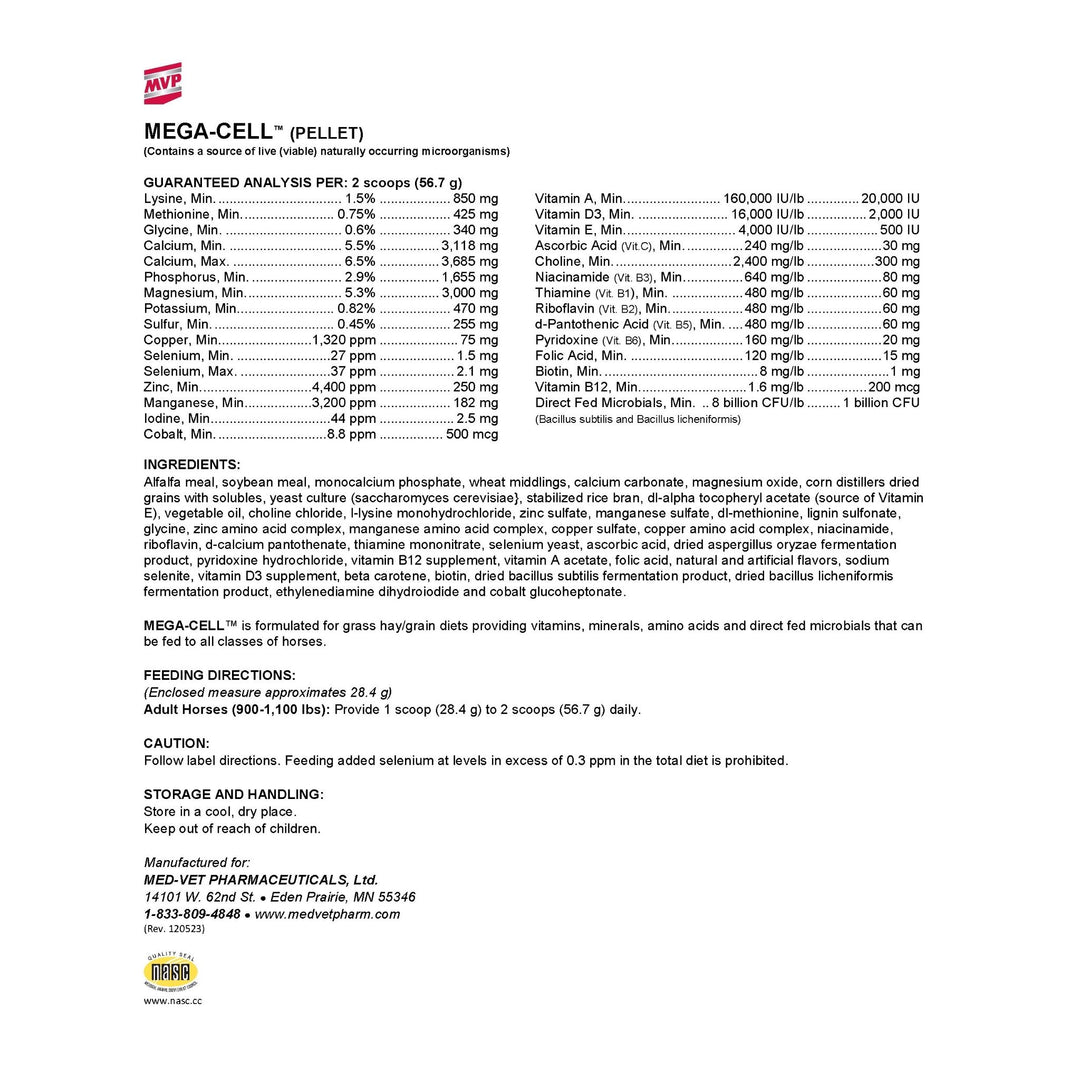 MVP Mega-Cell (Pellet) - Multivitamin & Mineral Support for Grass-Based Diets