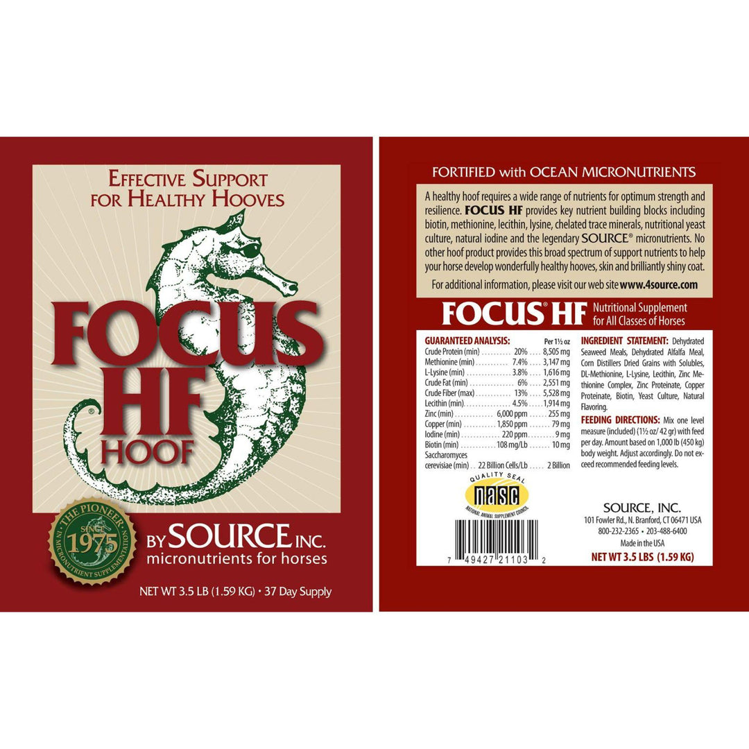 SOURCE Focus HF (Hoof) - Kelp Horse Supplement (3.5 lbs and 25 lbs, pellet) formula