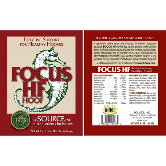 SOURCE Focus HF (Hoof) - Kelp Horse Supplement (3.5 lbs and 25 lbs, pellet) formula
